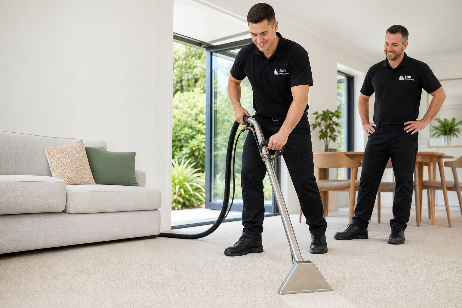 SMO Carpet Cleaning technicians cleaning carpet in a Wagga Wagga home